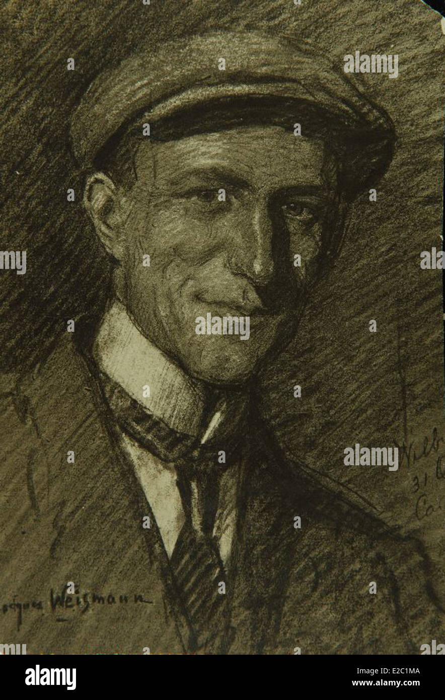 Una foto di Wilbur Wright, co-fondatore dei fratelli Wright, al San Diego Air and Space Museum. Il lavoro pionieristico di Wright nel campo dell'aeronautica ha gettato le basi per l'aviazione moderna. Foto Stock