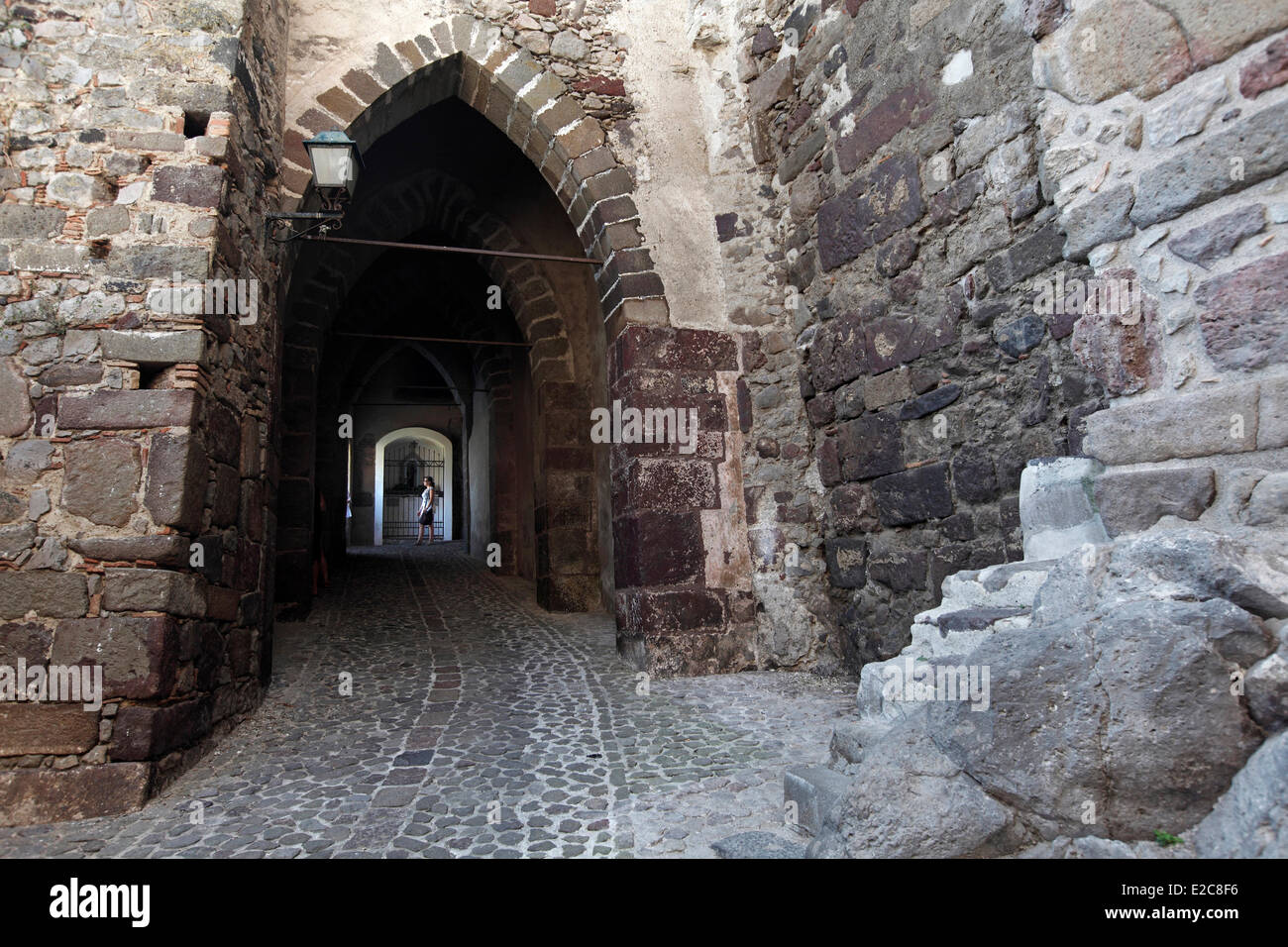 L'Italia, Sicilia e isole Eolie, classificato come patrimonio mondiale dall'UNESCO, il Castello di Lipari Foto Stock