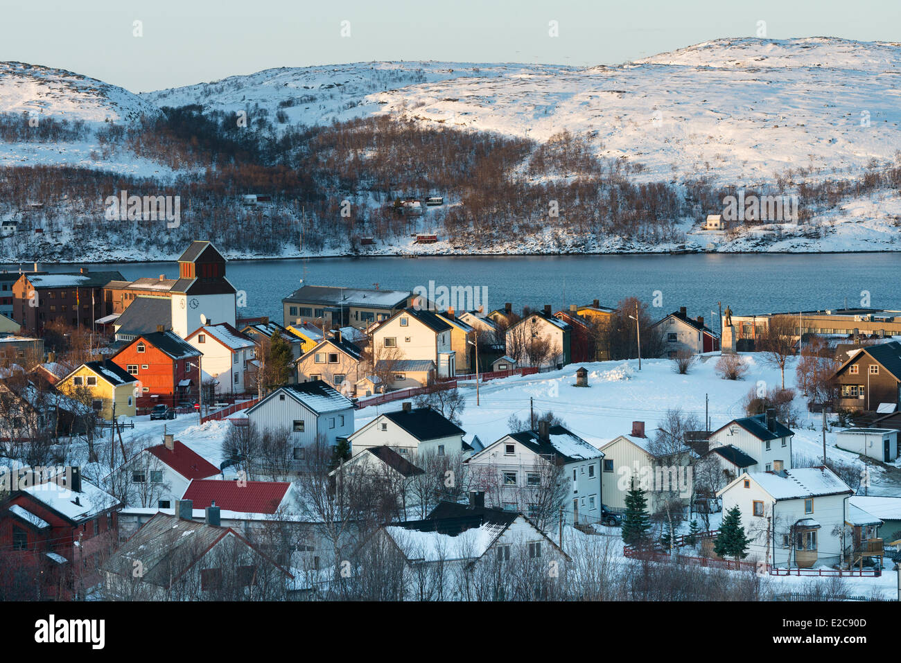 Norvegia, Finnmark, Kirkenes, vista generale della città Foto Stock