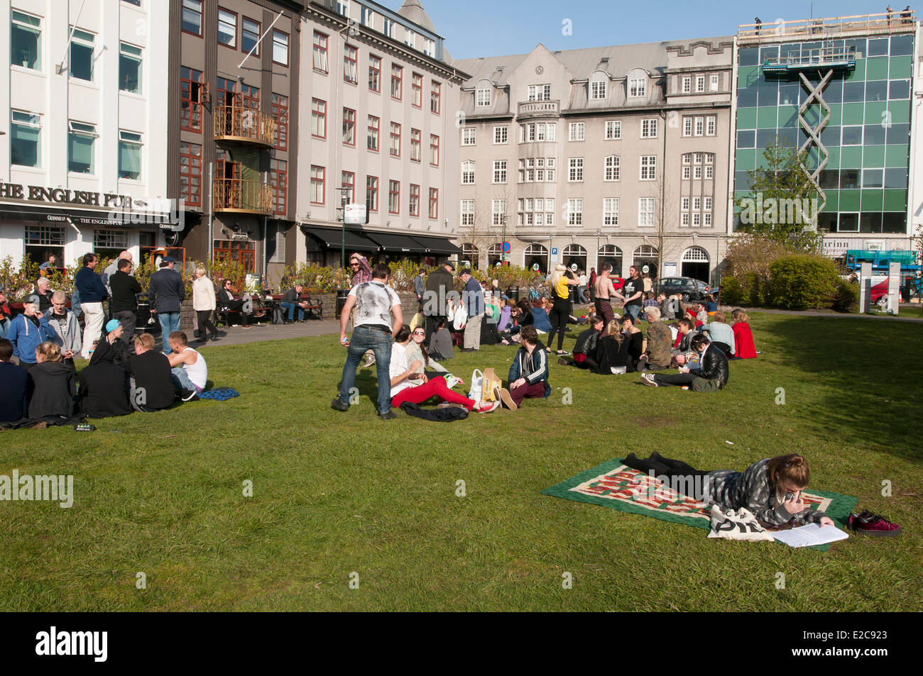 L'Islanda, Reykjavik, Austurvollur square Foto Stock