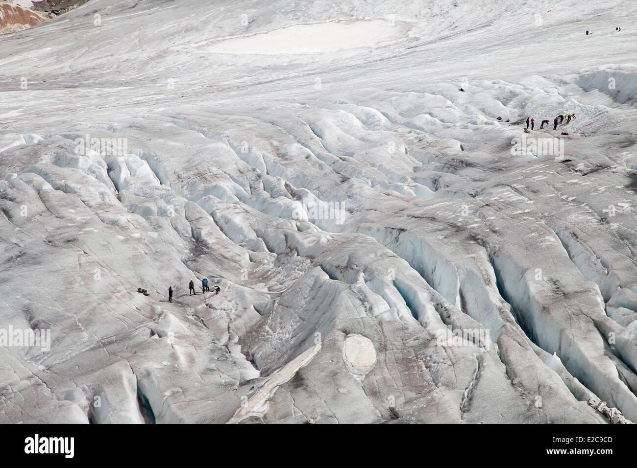 La Svizzera nel canton Vallese, il ghiacciaio del Rodano nelle Alpi Svizzere Foto Stock