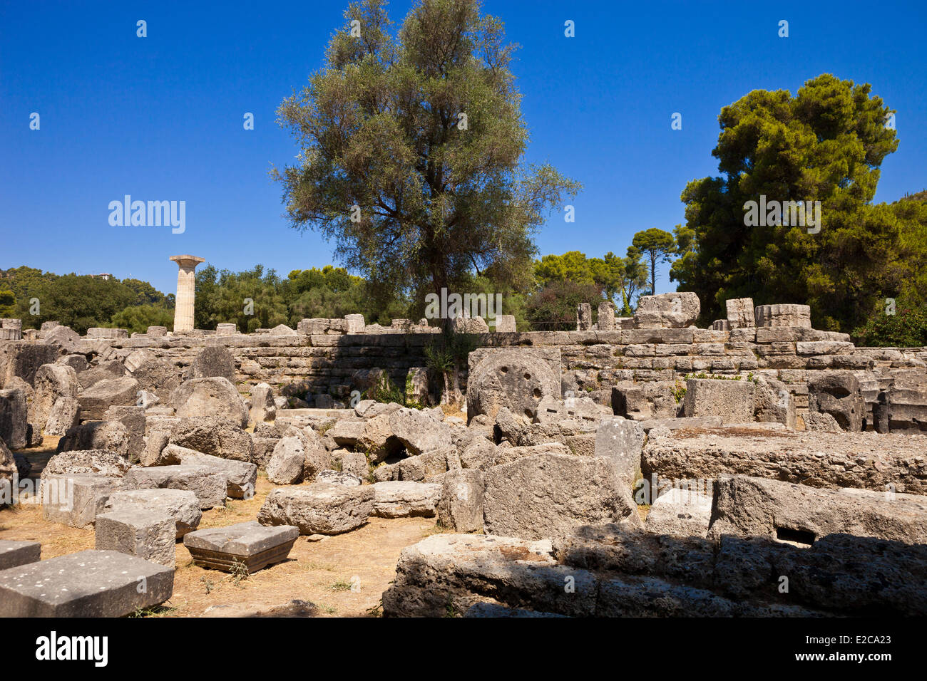 La Grecia, la regione Peloponneso, il sito archeologico di Olimpia, classificato come patrimonio mondiale dall' UNESCO Foto Stock