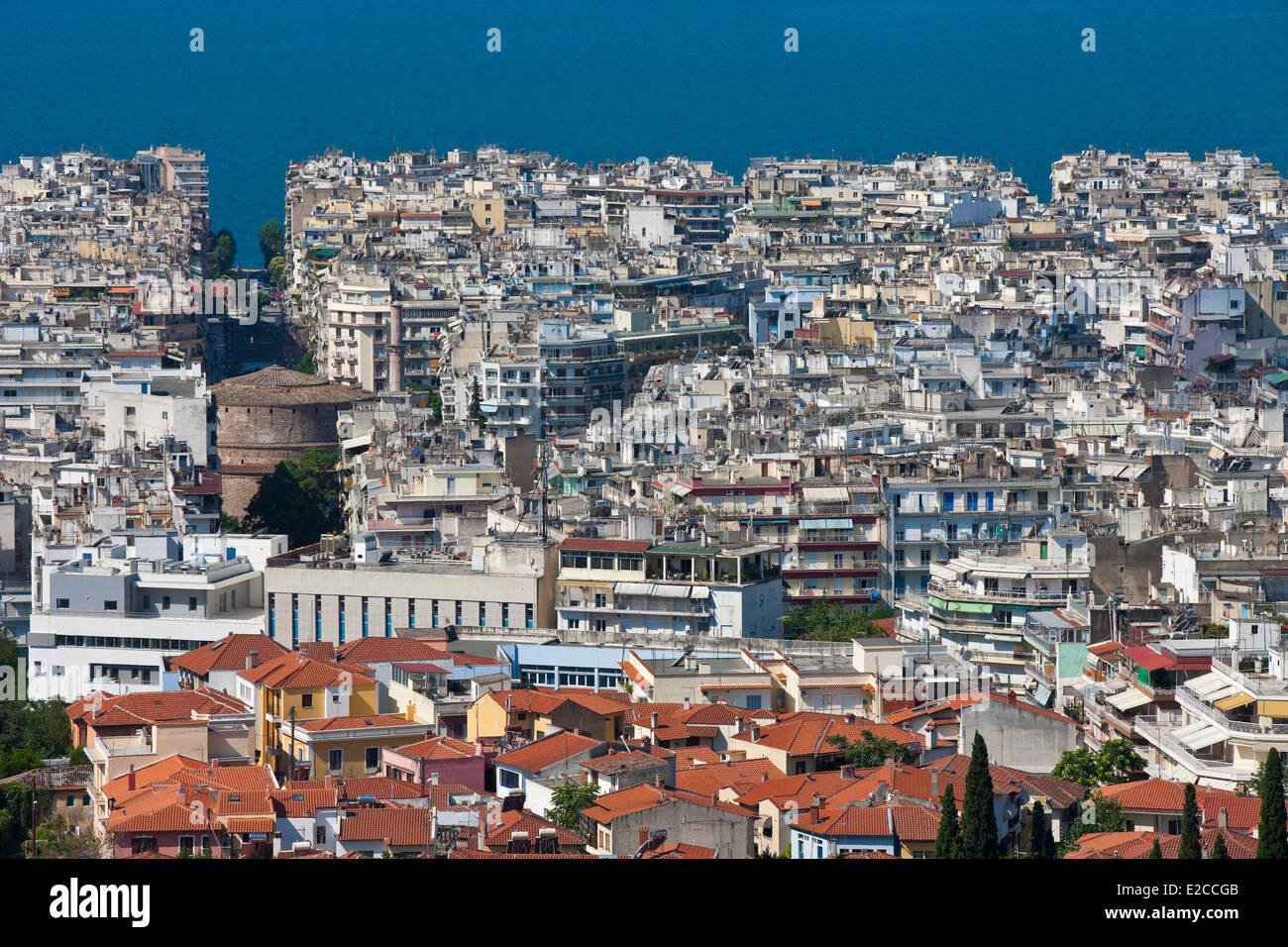 La Grecia e la Macedonia, Salonicco, il panorama sulla città e sul Golfo Termaico dalla città alta Foto Stock