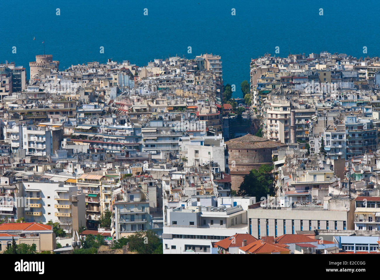 La Grecia e la Macedonia, Salonicco, il panorama sulla città e sul Golfo Termaico dalla città alta Foto Stock