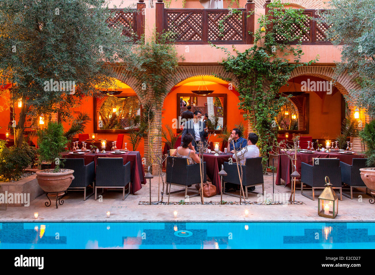 Il Marocco, Alto Atlante, Marrakech città imperiale, ristorante La Maison Arabe Foto Stock