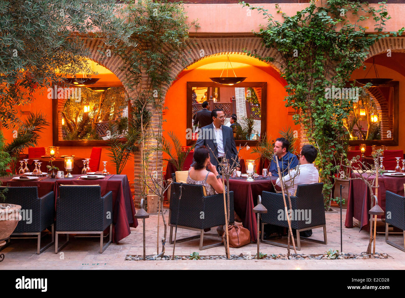 Il Marocco, Alto Atlante, Marrakech città imperiale, ristorante La Maison Arabe Foto Stock