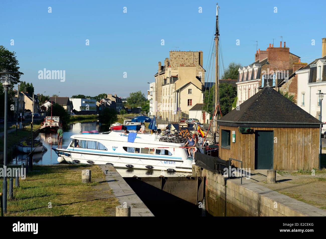 Francia, Ille et Vilaine, Rennes, Canal St Martin Foto Stock