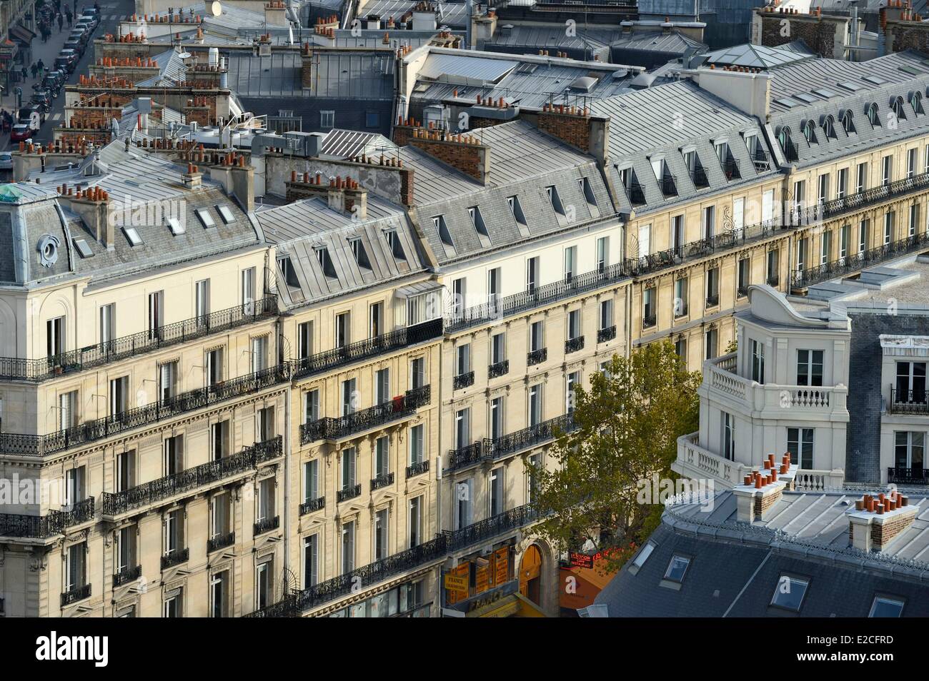 Francia, Parigi, boulevard Haussmann edifici Foto Stock