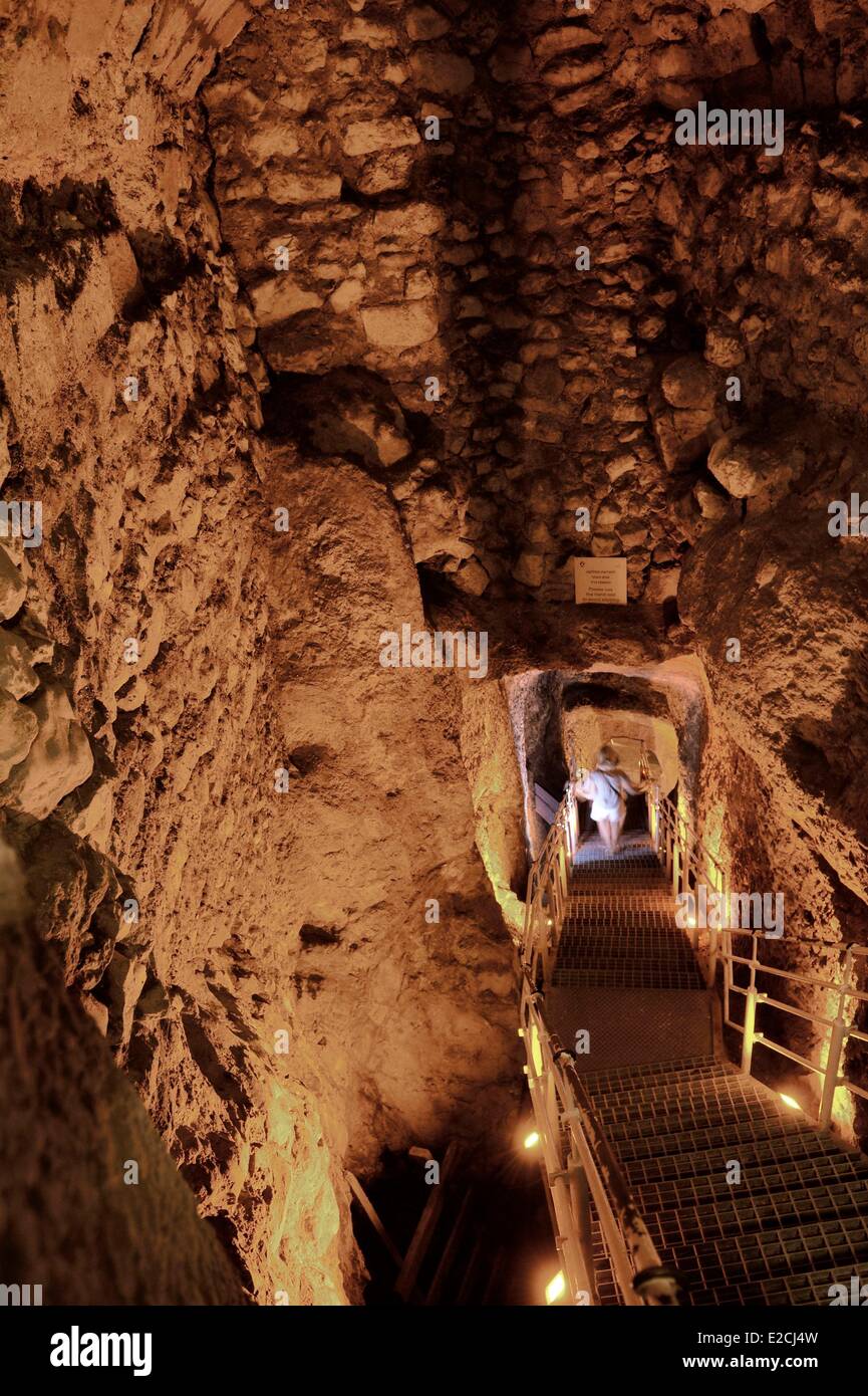 Israele, Gerusalemme, città santa, la città di Davide a sud della città vecchia, tunnel che conduce a Ghihon Foto Stock