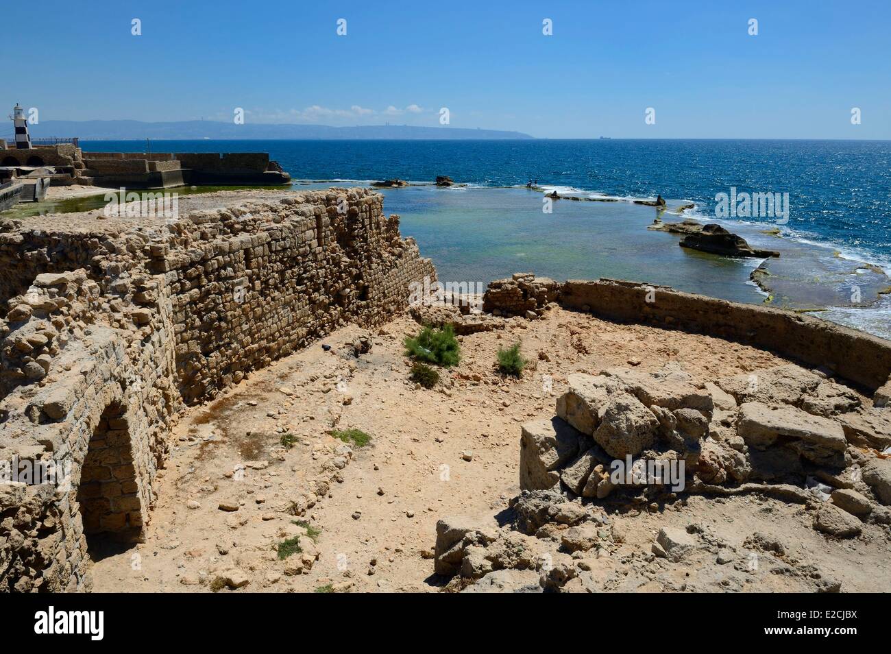 Israele, distretto del Nord, la Galilea acri (Akko), la città vecchia, elencato come patrimonio mondiale dall UNESCO, western sea wall Foto Stock