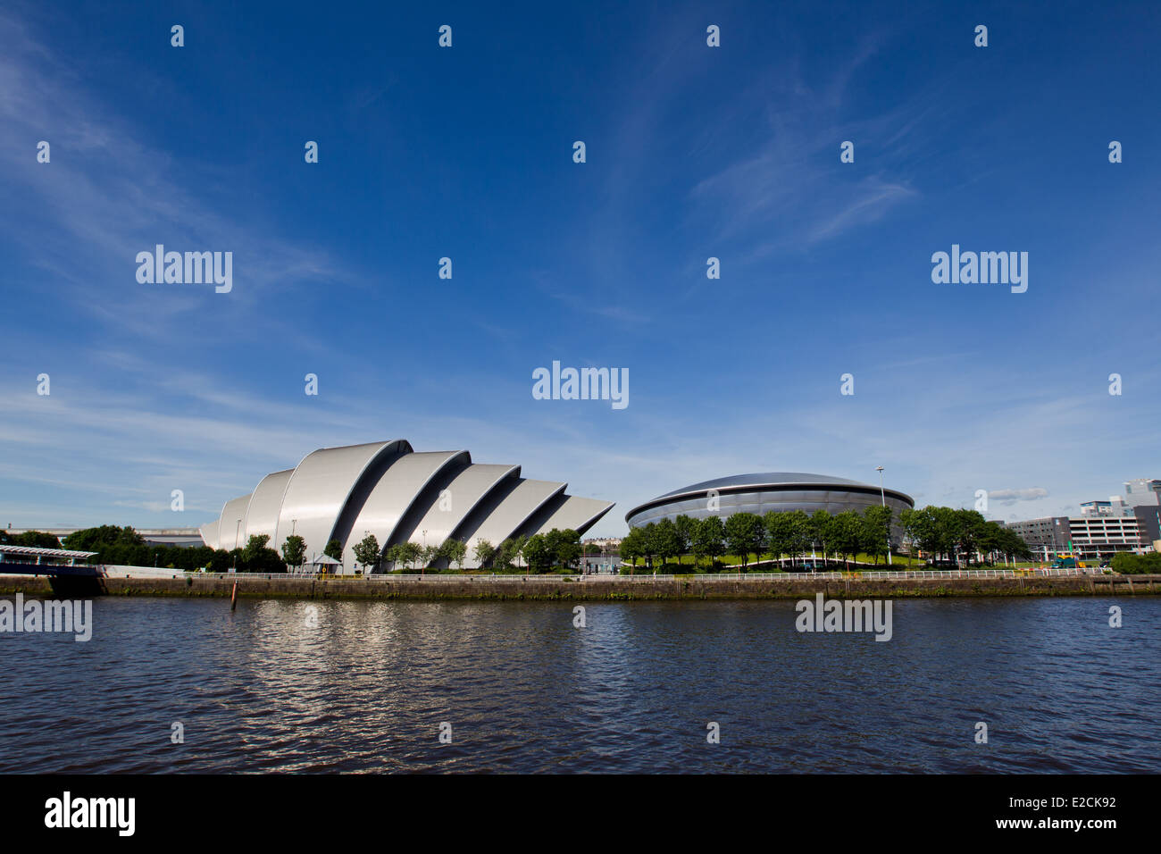 Il SECC e SSE Idro Arena di Glasgow sul fiume Clyde Foto Stock
