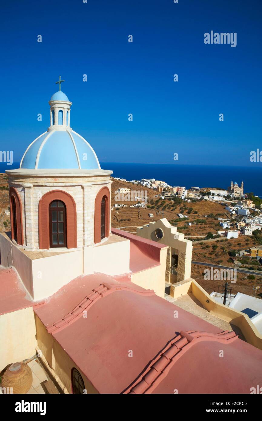 Grecia CICLADI Syros Island Ermoupoli Ano Syros feudo cattolica Saint-Georges cattedrale Foto Stock