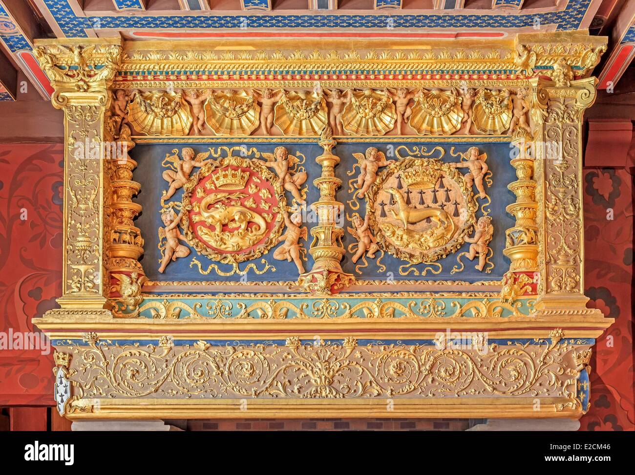Francia Loir et Cher la Valle della Loira sono classificati come patrimonio mondiale dall' UNESCO Castello Reale di Blois dipinto camino decorato con un Foto Stock