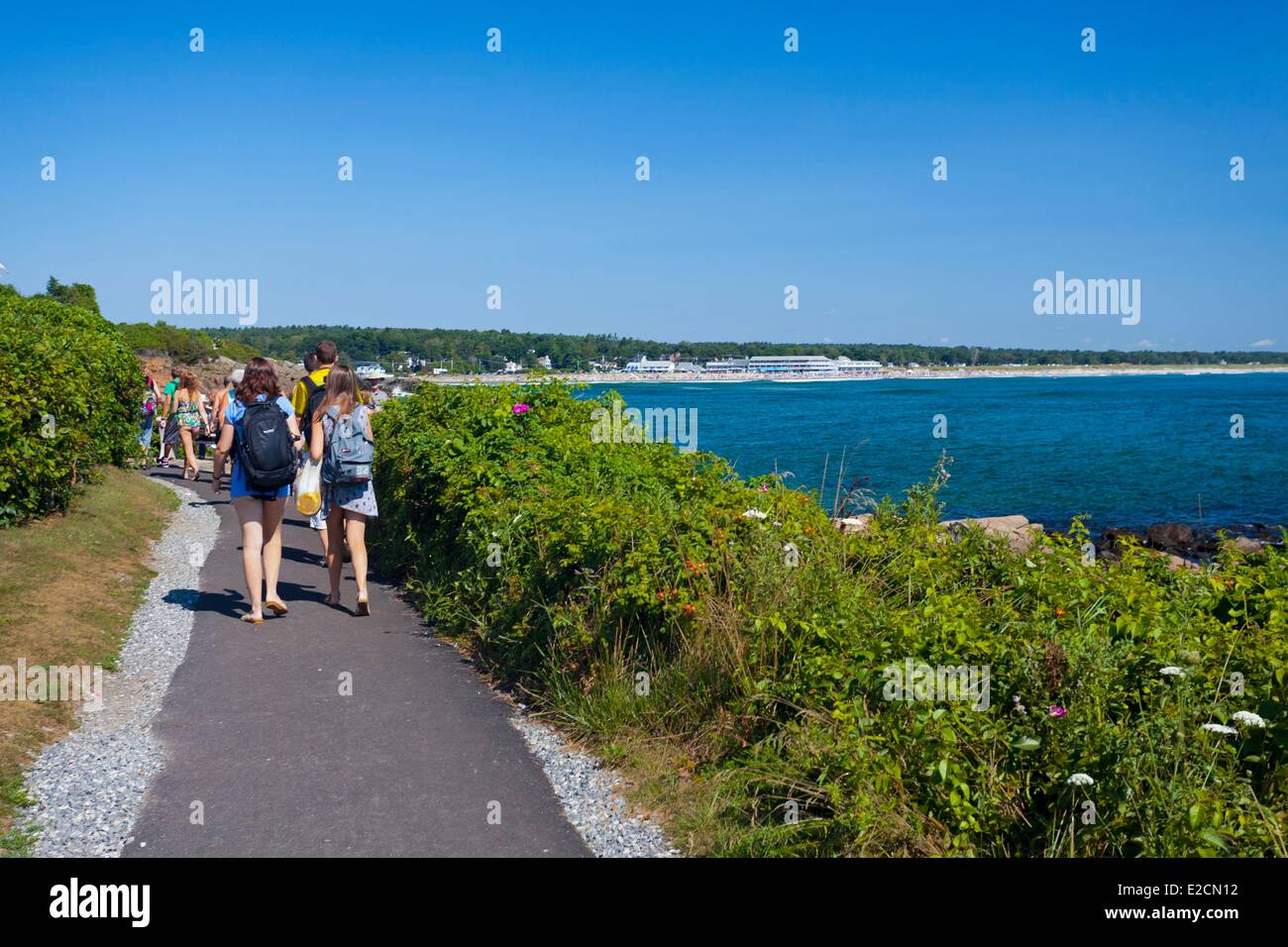 Stati Uniti Maine Ogunquit la Marginal Way sentiero costiero tra Perkins Cove e le spiagge Foto Stock