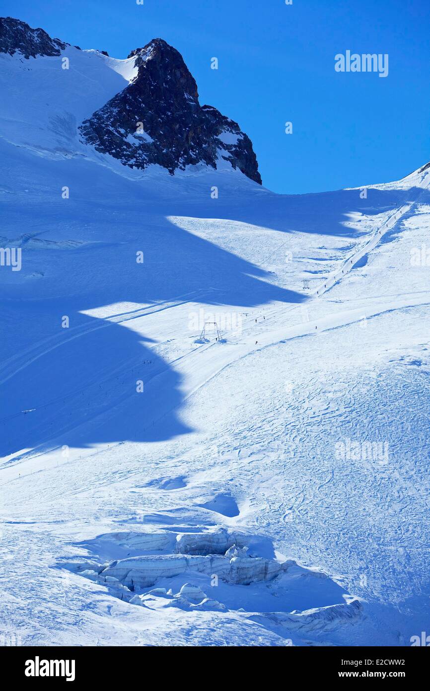 Francia Hautes Alpes de La Grave Girose ghiacciaio (3600 m) e il picco della tomba Foto Stock