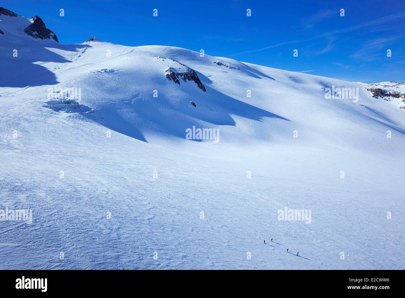 Francia Hautes Alpes de La Grave sciatori sul ghiacciaio Girose (3600m) Foto Stock