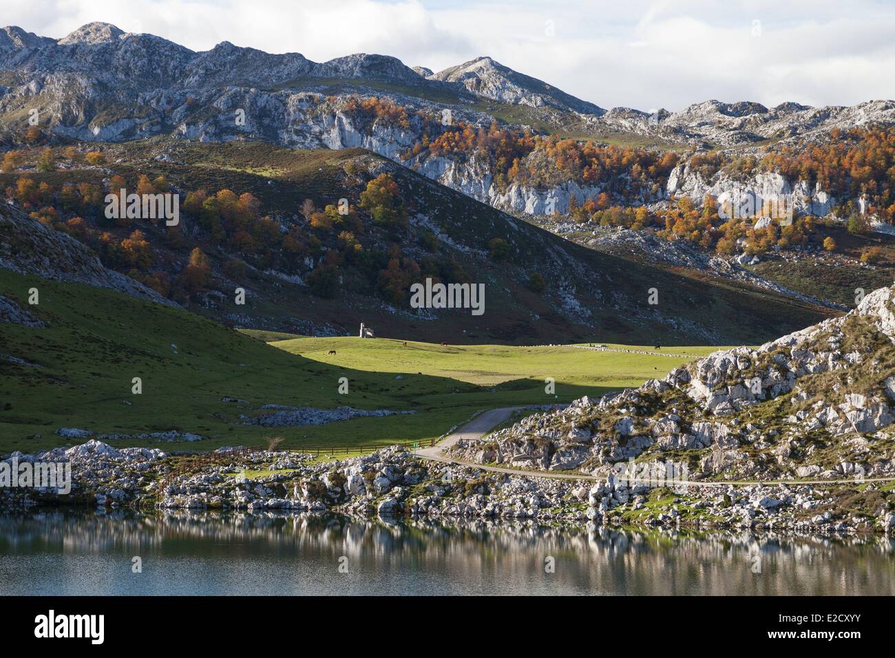 Spagna provincia delle Asturie Cangas de Onis Parco Nazionale Picos de Europa Covadonga lago Foto Stock