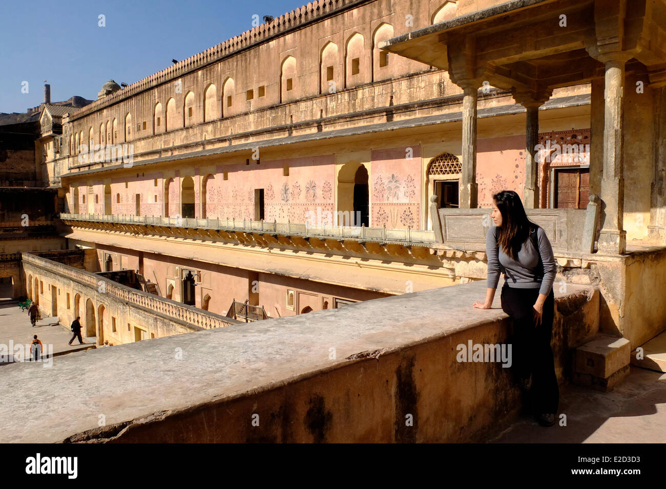 India Rajasthan hill fort del Rajasthan elencati come patrimonio mondiale dall' UNESCO Jaipur Amber fort costruito dal Rajput princes Foto Stock