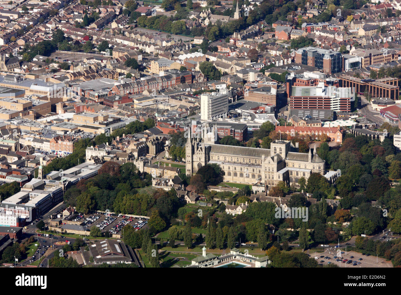 Vista aerea di Peterborough Cathedral Foto Stock