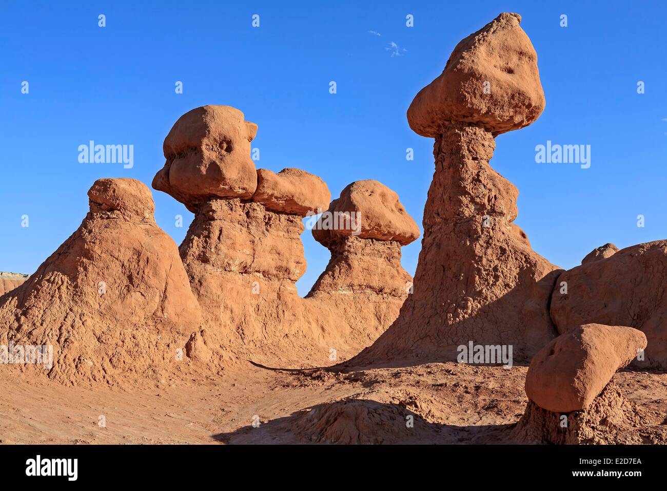 Stati Uniti Utah Colorado Plateau San Rafael Swell Goblin Valley State Park vicino a Hanksville formazioni di roccia chiamato Hoodoo Foto Stock