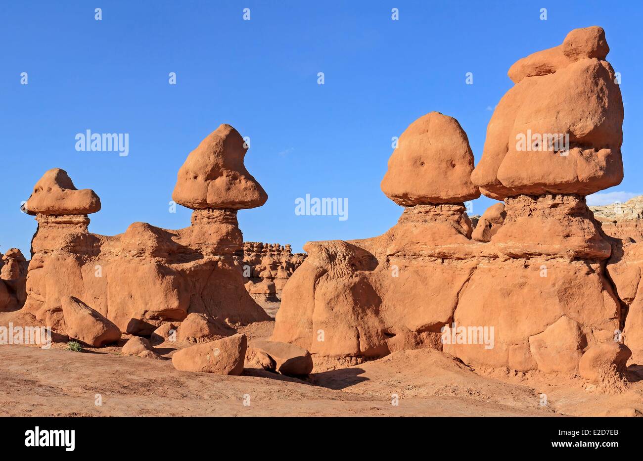 Stati Uniti Utah Colorado Plateau San Rafael Swell Goblin Valley State Park vicino a Hanksville formazioni di roccia chiamato Hoodoo Foto Stock