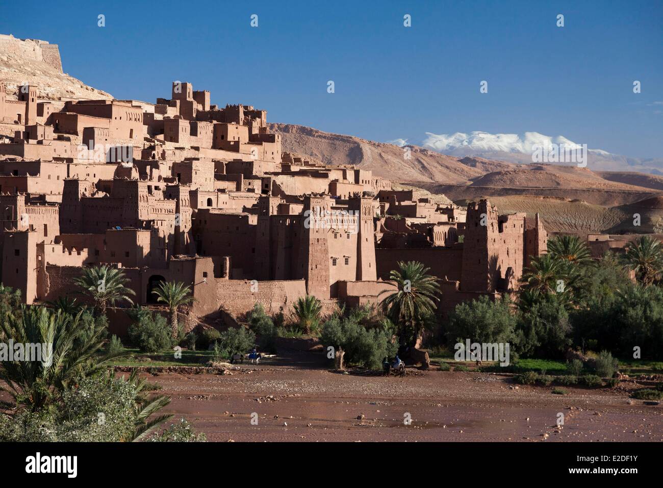 Il Marocco, Alto Atlante, Ksar di Aït Ben Haddou elencati come patrimonio mondiale dall' UNESCO Foto Stock