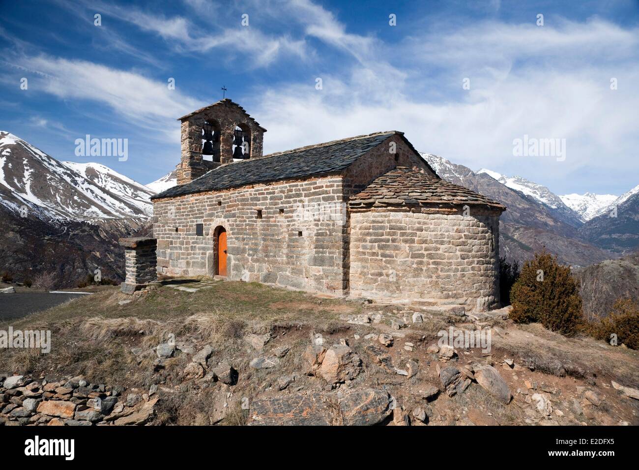 Spagna Catalogna Boi valley elencati come patrimonio mondiale dall' UNESCO Sant Quirc de Durro chiesa Foto Stock