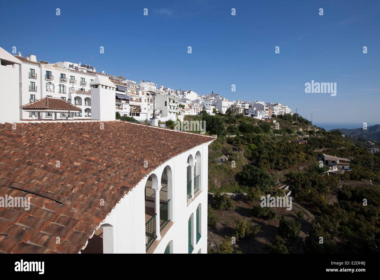 Spagna, Andalusia, Costa del Sol, Frigiliana, villaggio bianco Foto Stock