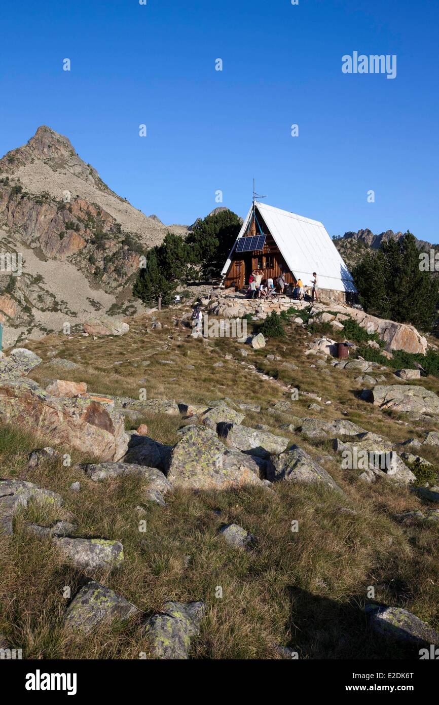 Francia, Hautes Pirenei, Neouvielle Riserva Naturale, rifugio Campana de Cloutou Foto Stock