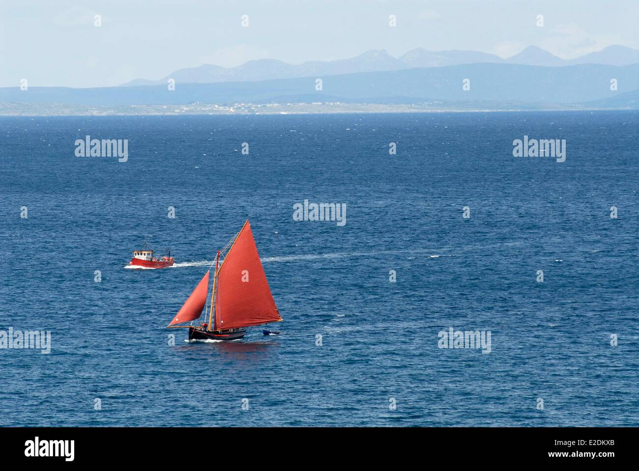 L'Irlanda County Galway Isole Aran Inisheer tradizionali in legno barca a vela di Galway Bay Galway hooker Foto Stock