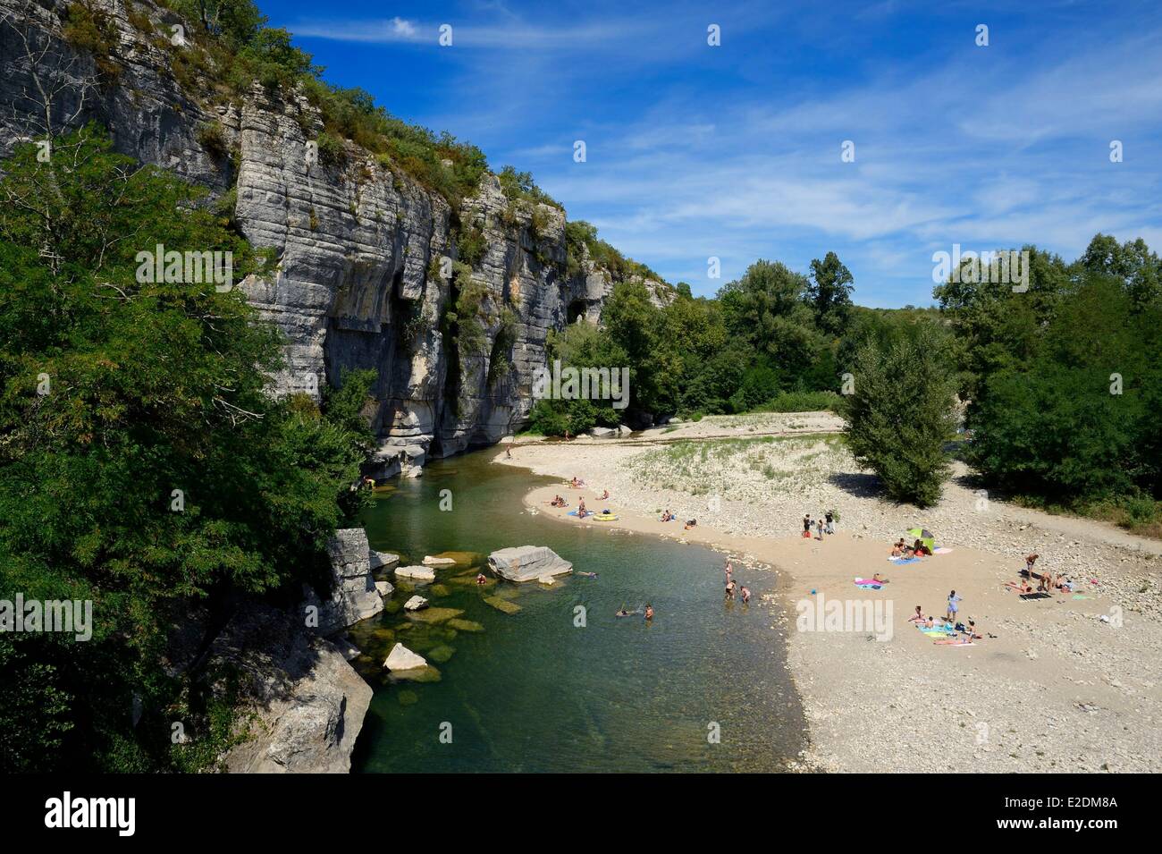 Francia Ardeche Gorges de l'Ardeche Labeaume La Beaume fiume di passaggio stretto Foto Stock