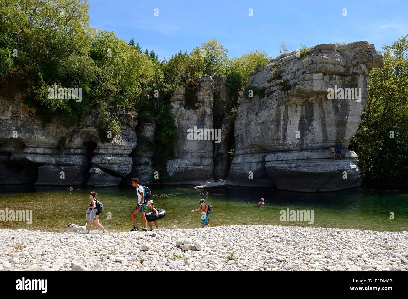 Francia Ardeche Gorges de l'Ardeche Labeaume La Beaume fiume di passaggio stretto Foto Stock