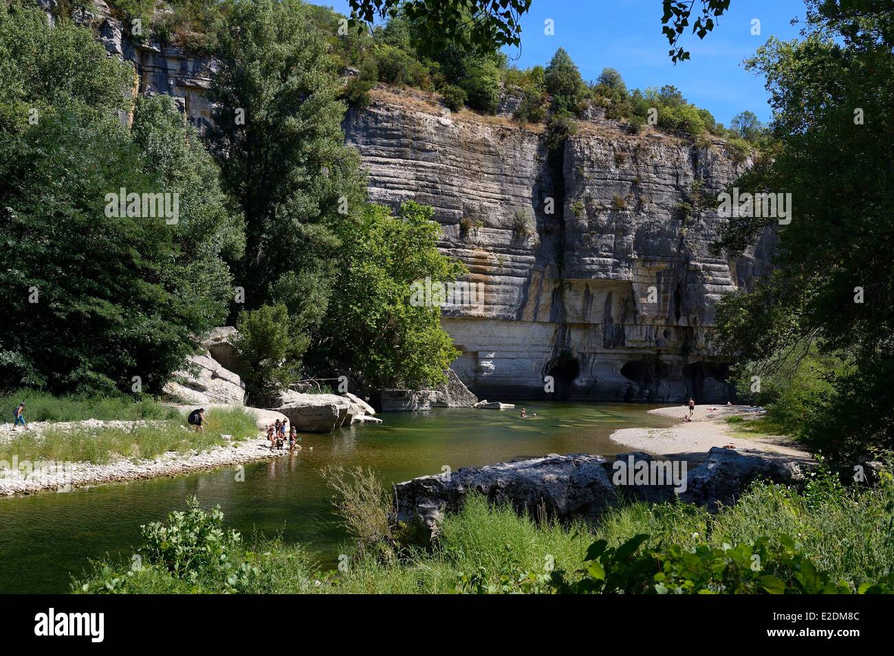 Francia Ardeche Gorges de l'Ardeche Labeaume La Beaume fiume di passaggio stretto Foto Stock