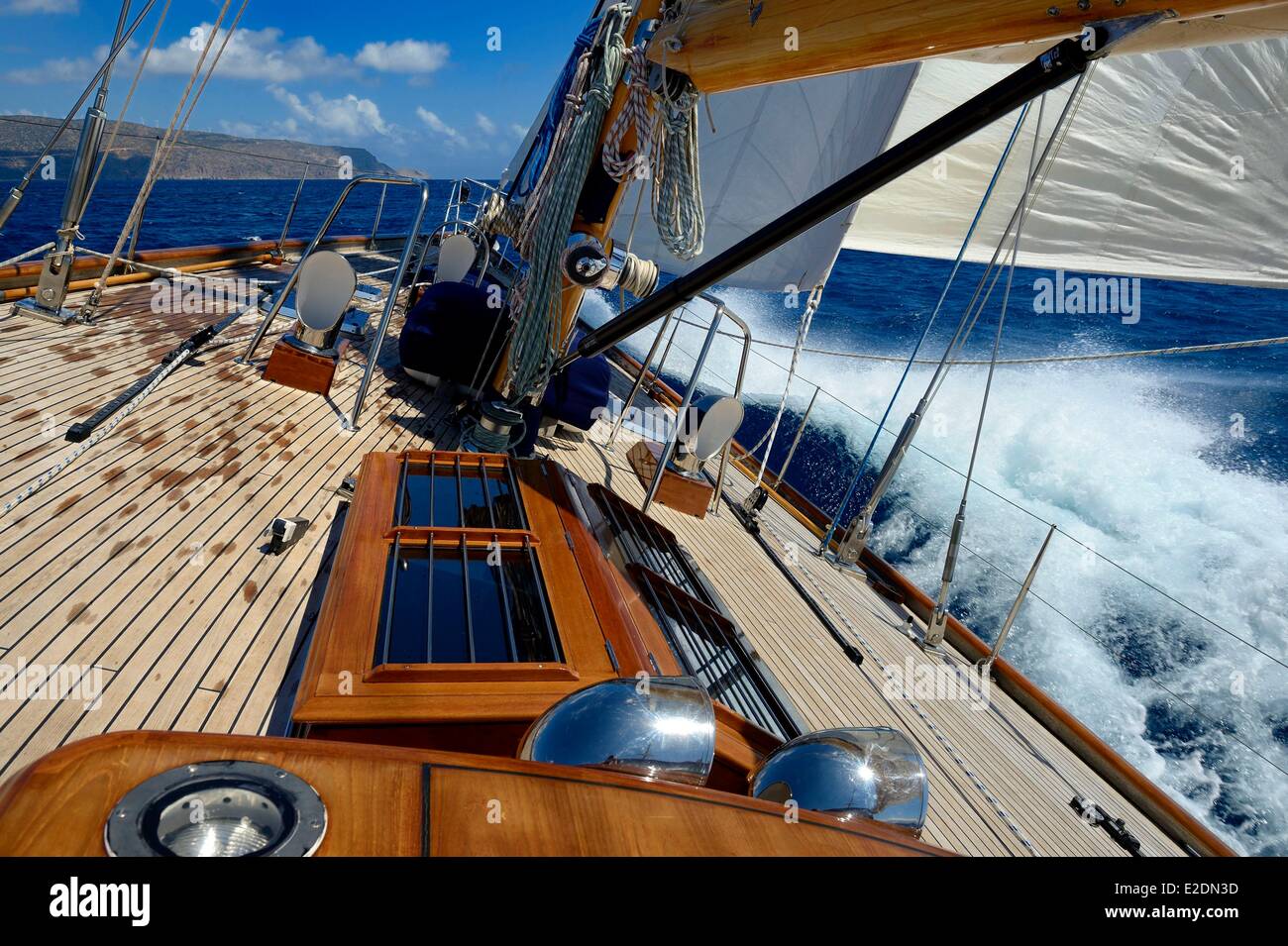 Grecia Creta Agios Nikolaos regione Elounda 22 metri di barca a vela Foto Stock
