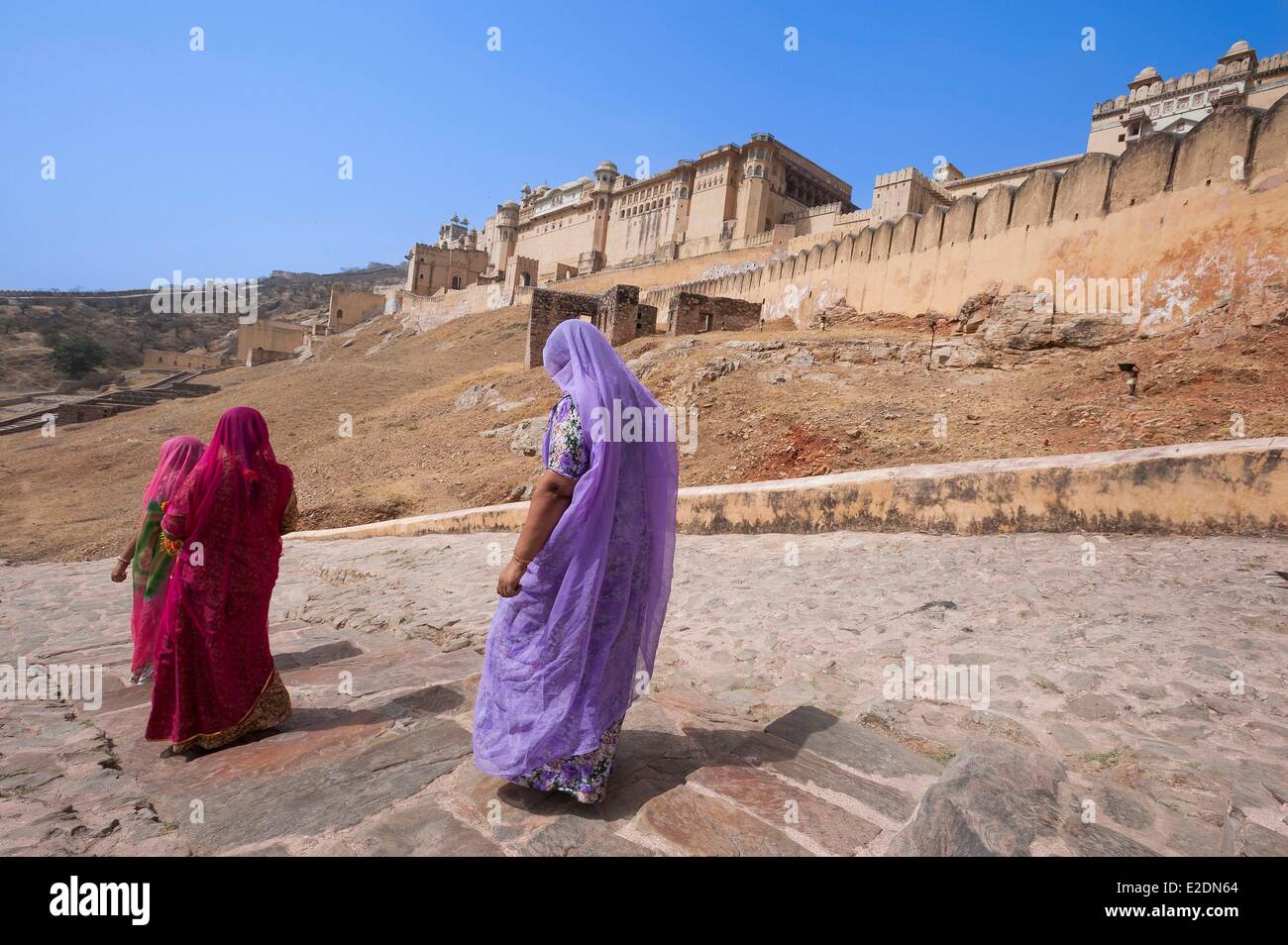 India Rajasthan hill fort del Rajasthan elencati come patrimonio mondiale dall' UNESCO Jaipur il Forte Amber Foto Stock