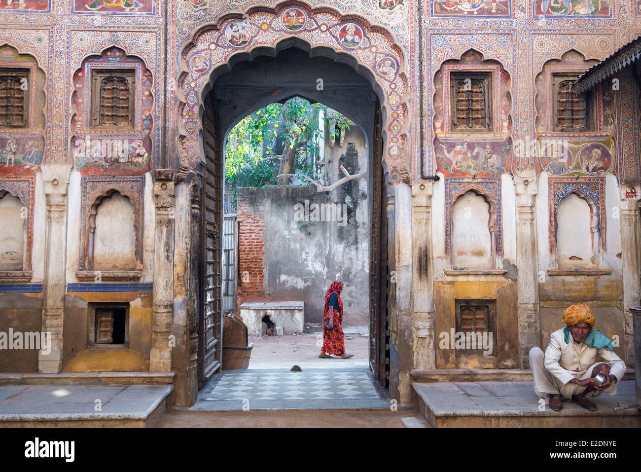India Rajasthan Shekhawati Bhagton Nawalgarh Haveli ki Foto Stock