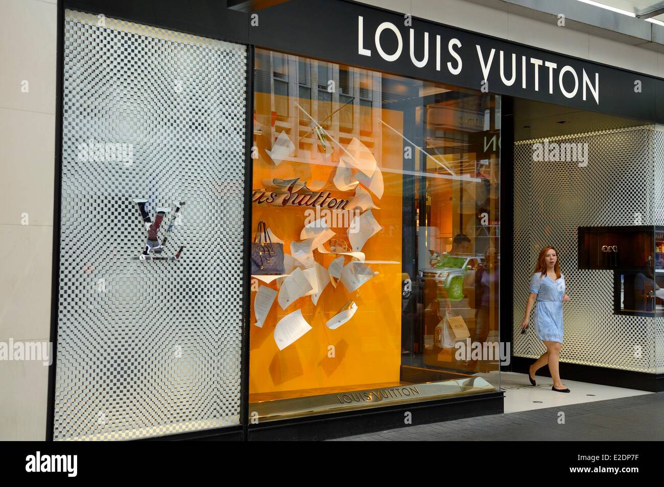 Nuova Zelanda Isola del nord Auckland Central Business District (ou CBD) negozio Louis Vuitton su Queen Street Foto Stock