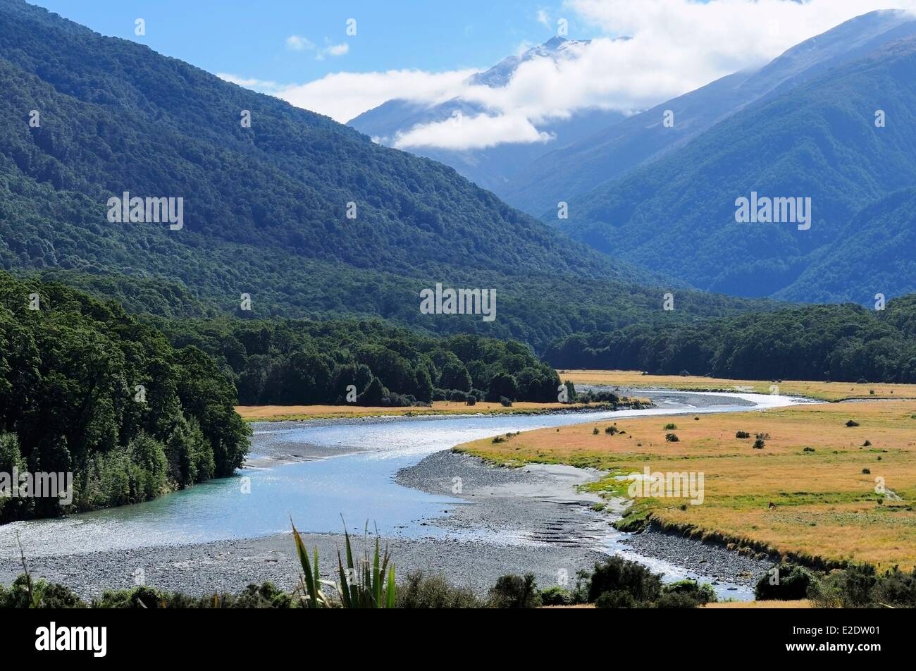 'Isola Sud della Nuova Zelanda Otago regione Te Wahipounamu sito elencato come patrimonio mondiale dall' UNESCO il Monte aspiranti Parco Nazionale Foto Stock