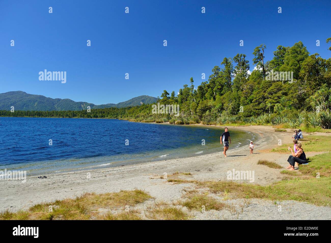 Nuova Zelanda Isola del Sud Costa Occidentale Regione Lago Paringa vicino a Haast sul Haast autostrada lungo il mare di Tasmania Foto Stock