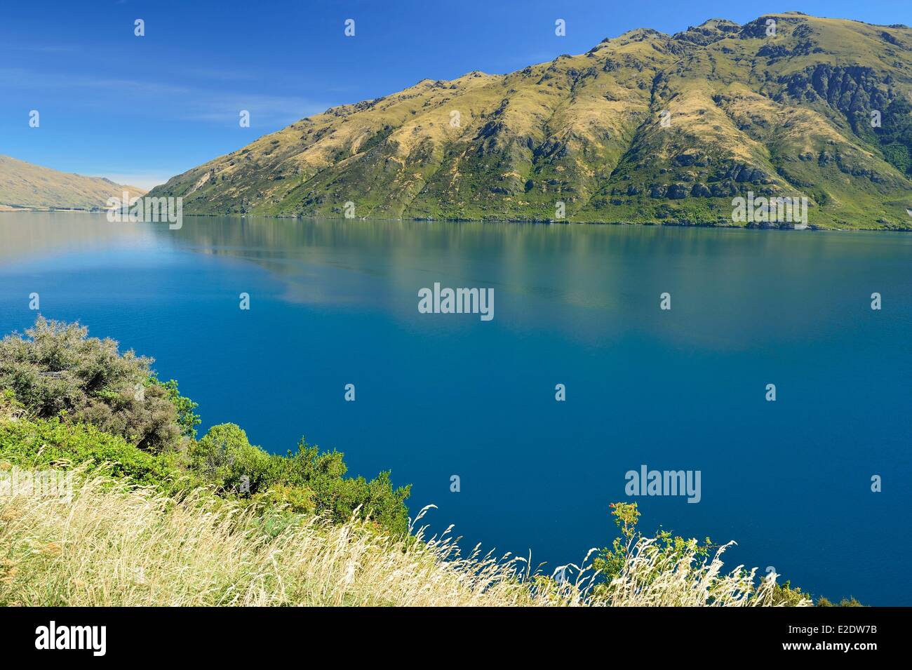 Nuova Zelanda, Isola del Sud, regione di Otago, il lago Wakatipu è il più lungo della Nuova Zelanda con una lunghezza di 80 chilometri verso Foto Stock