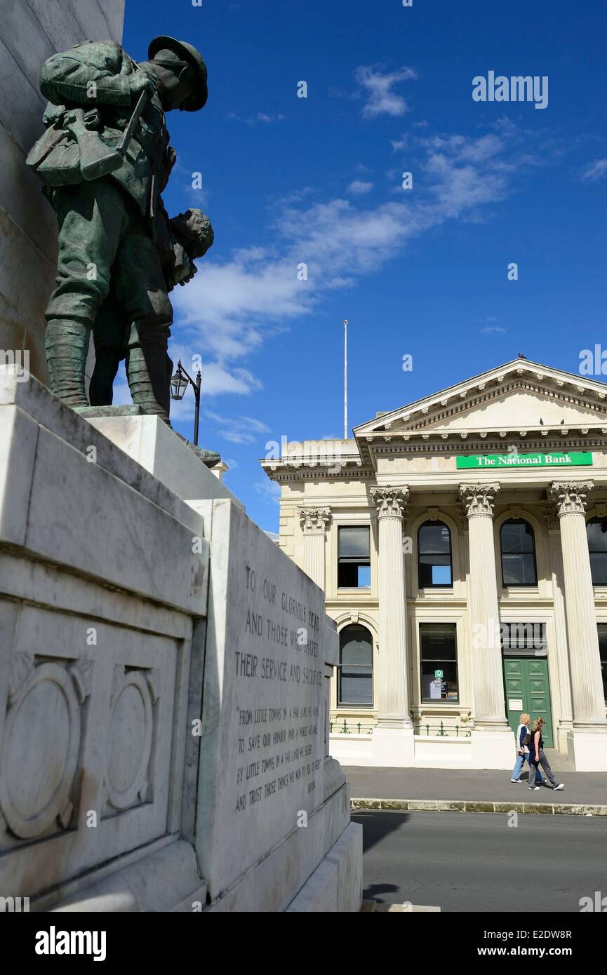 Nuova Zelanda, Isola del Sud, regione di Otago, Oamaru è un centro urbano sul lungomare con ben conservati edifici vittoriani dal 1880, la Banca nazionale (1871) Foto Stock