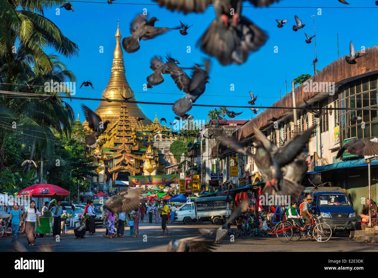 Myanmar (Birmania) divisione di Yangon Yangon distretto di Kandawgyi Avenue Gabaraye pagoda di Shwedagon pagoda l'Ingresso Est Foto Stock