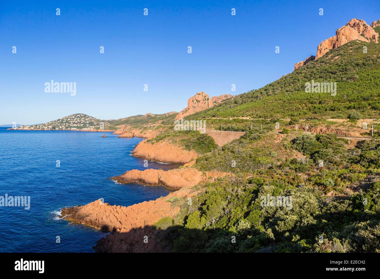 Francia, Var, Massiccio de l'Esterel, la Corniche o (cornice dorata), Agay, San Bartolomeo Road Foto Stock