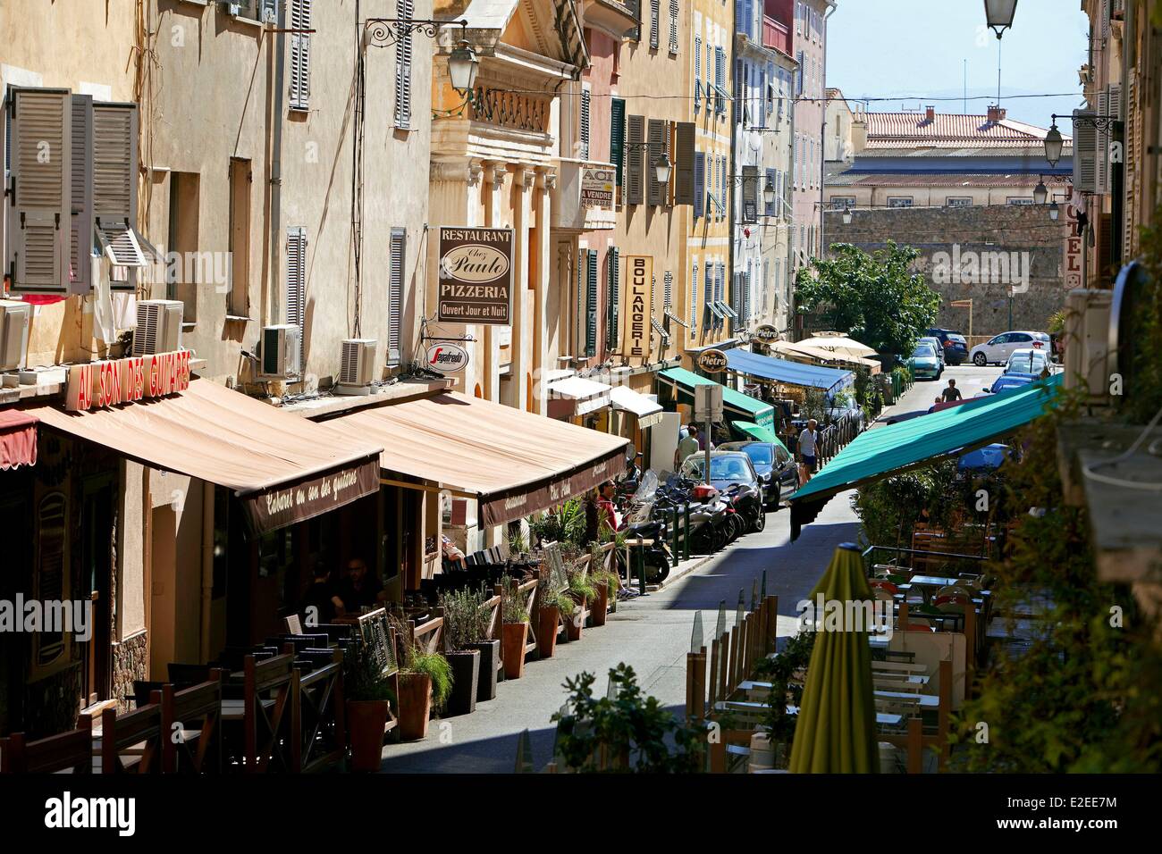 Francia, Corse du Sud, Ajaccio, Città Vecchia, Rue du Roi de Rome Foto Stock