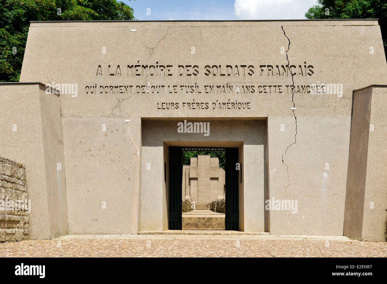 Francia, Meuse, Douaumont, in trincea di baionette, battaglia di Verdun, ingresso al memoriale Foto Stock