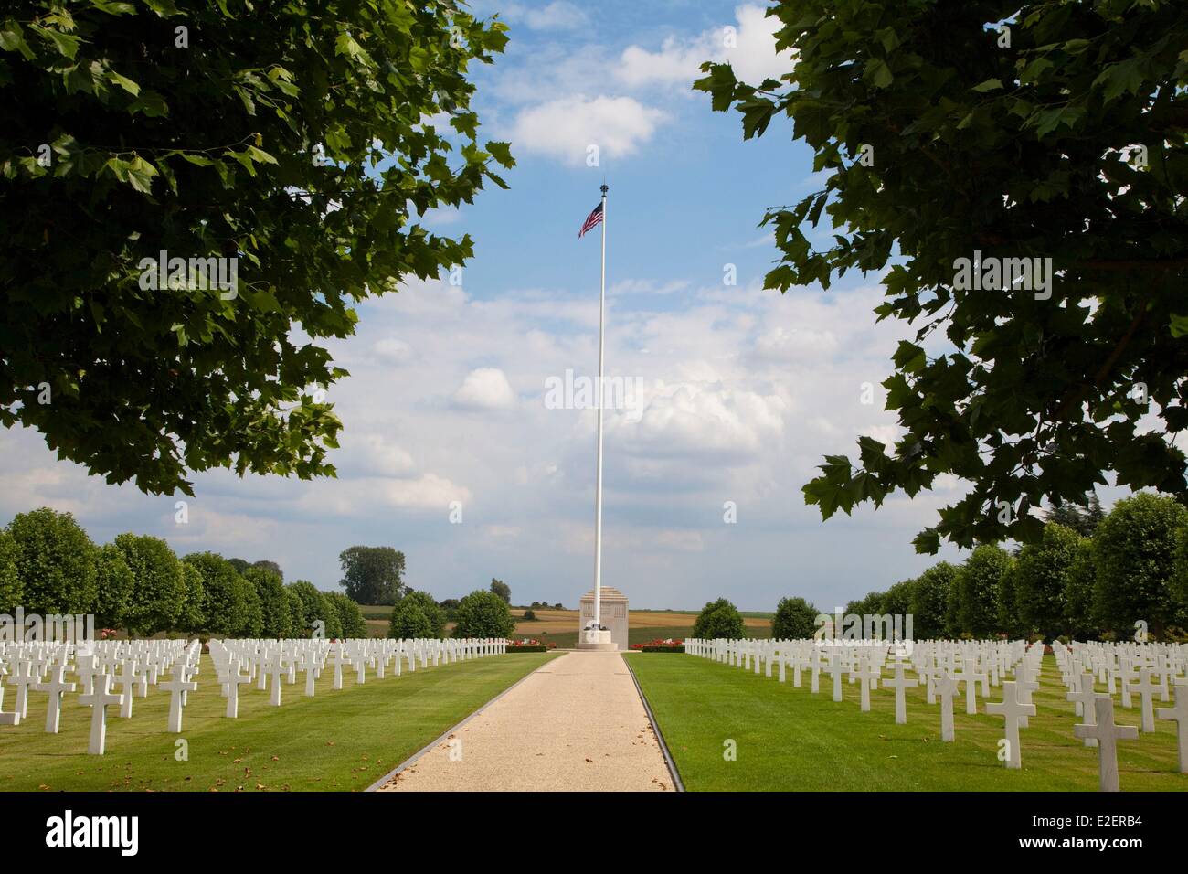 Francia, Aisne, osseo, American cimitero militare, un luogo di memoria della Grande Guerra Foto Stock