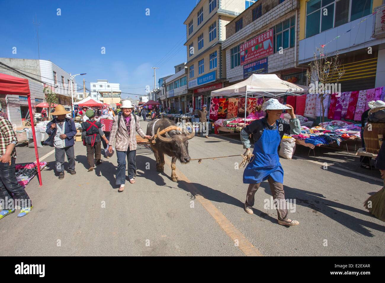 La Cina, nella provincia dello Yunnan, Niujie, Hans persone, mercato Foto Stock