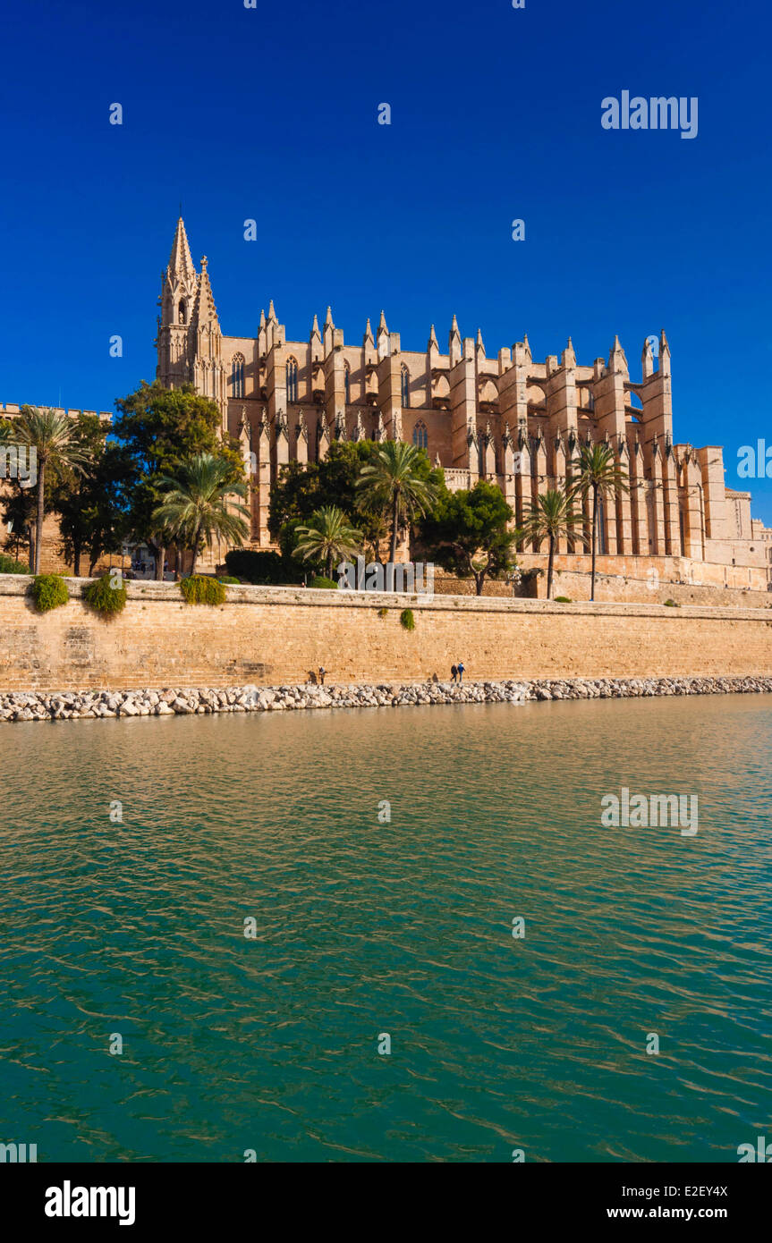 Isole Baleari Spagna, Mallorca, Palma de Maiorca, Cattedrale di Santa Maria di Palma, più comunemente conosciuta come La Seu Foto Stock