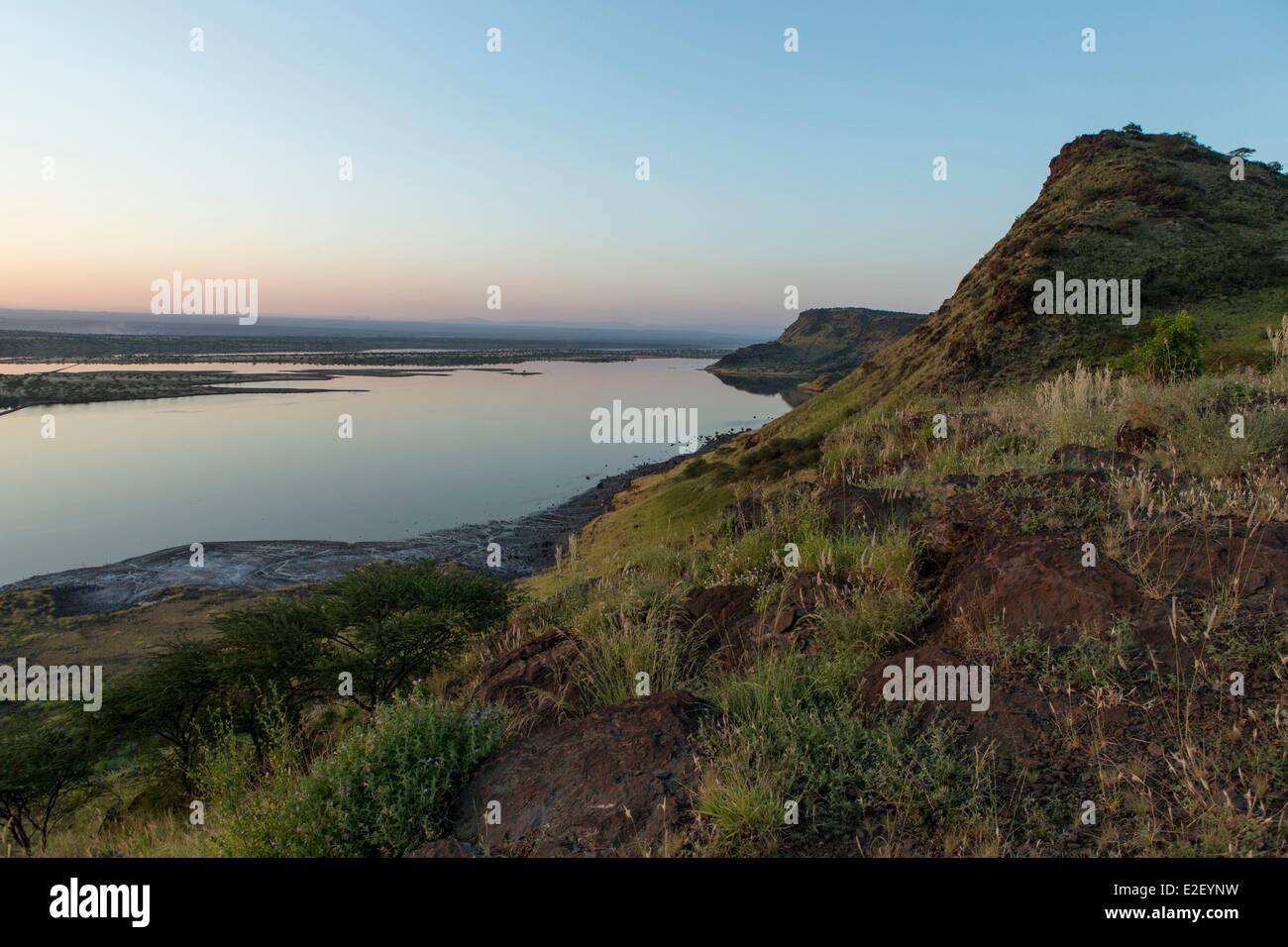 Kenya, Lake Magadi, durante la stagione delle piogge all'alba Foto Stock