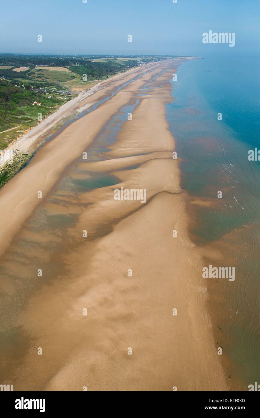 Francia, Calvados, Colleville sur Mer, Omaha Beach (Vista aerea) Foto Stock